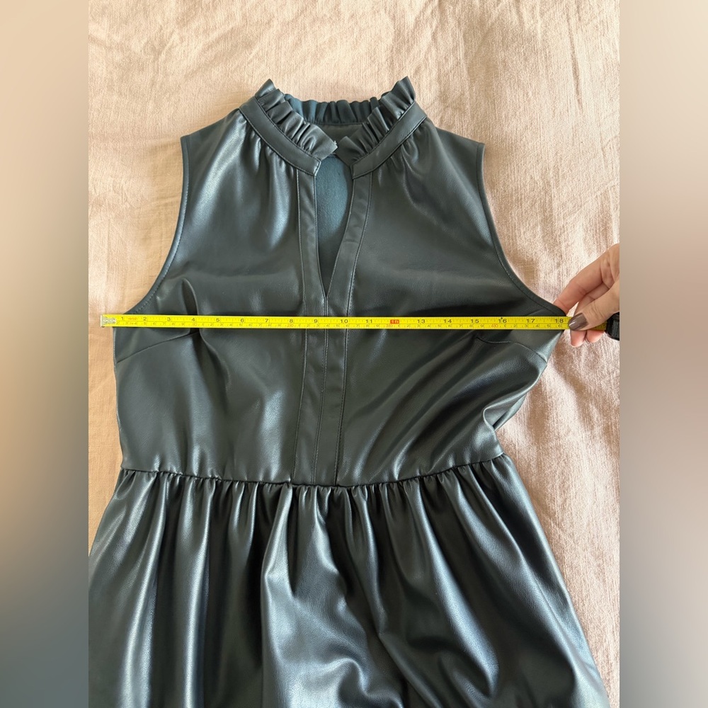 Fate Black Faux Leather Sleeveless Ruffle Dress - Picture 9 of 10